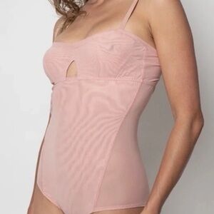 NEW Free People HAH Copper Rose Under The Wire Mesh Romantic Bodysuit small